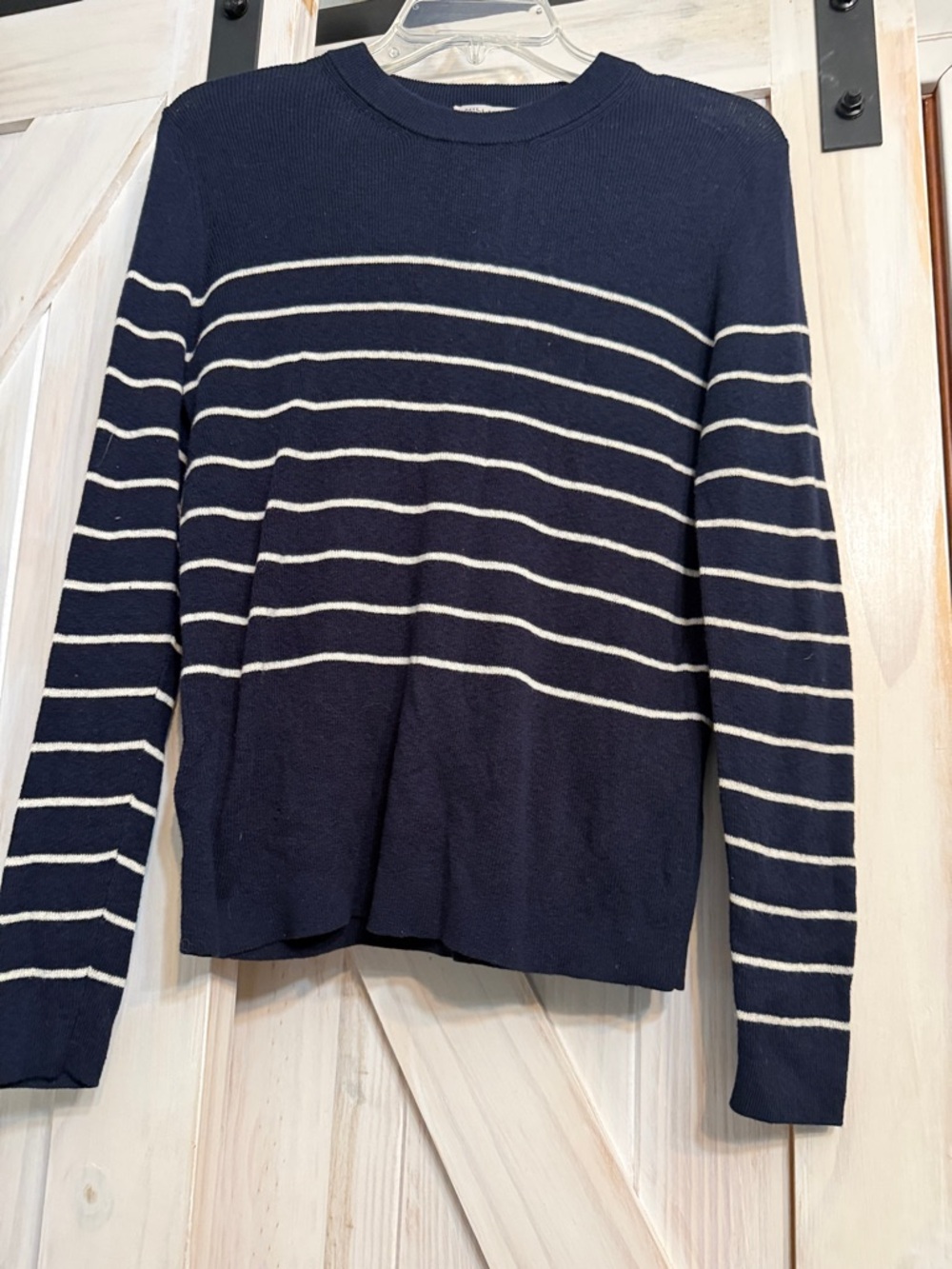 Nili Lotan Navy White Stripe Sweater cotton, cashmere wool medium Excellent
